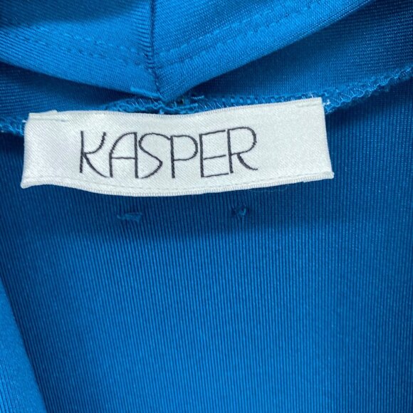 Kasper Jacket Womens L Blue Open Front 3/4 Sleeves Stretch Knit Everyday Casual - Picture 5 of 11